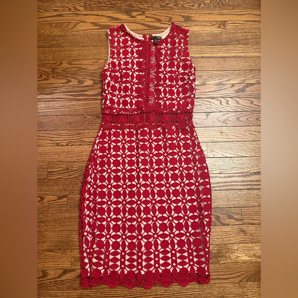 Aqua Red Lace Midi Dress